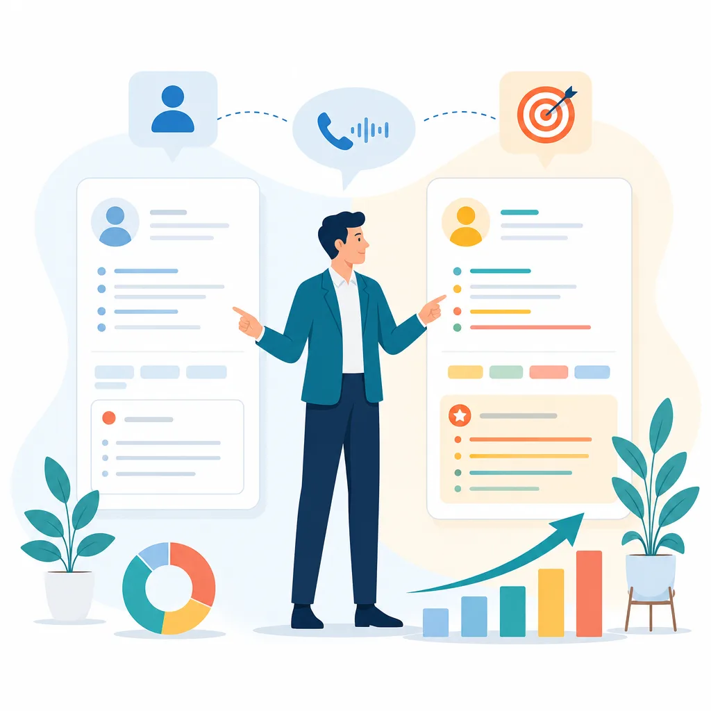 Сравнение обычной CRM с ручным вводом и CRM с ИИ-слоем