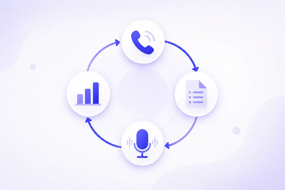 Цикл платформы OrbitAI: реальные звонки, сценарии, тренировка, аналитика